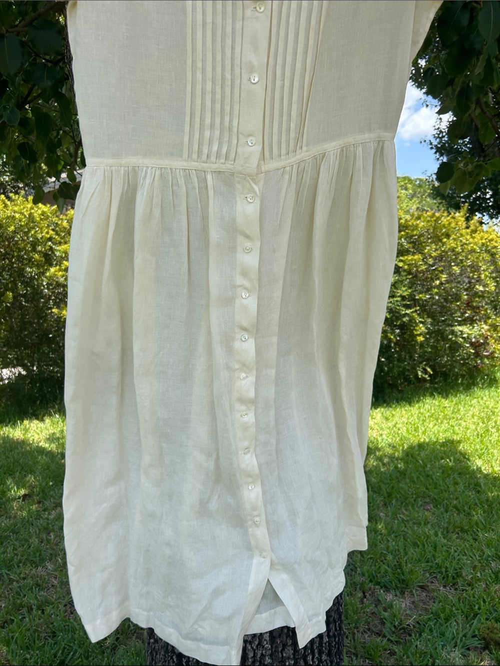 VTG Rare Polo Ralph Lauren Country 100% Linen Eyelet Pintuck Dress Cream size12 - Picture 5 of 13